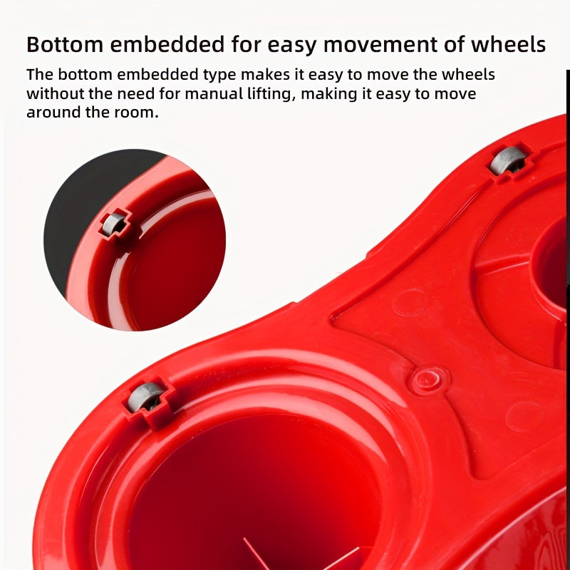 Qizil uy xo'jaligi aylanadigan mopu to'plami, chelak va 3 mop boshli - qo'l bilan tozalash uchun aylanadigan pol mop. Uy, oshxona, hammom pollari uchun mos. Chang olib tashlash va ho'l/quruq mop boshlarini o'z ichiga oladi. Zarur tozalash vositasi.