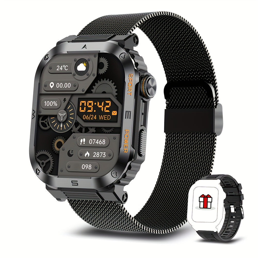 Yangi moda yuqori sifatli erkaklar uchun aqlli soat, simsiz qo'ng'iroq qilish, AI ovozli yordamchi, IP68 darajasi, metall ramka va sport imkoniyatlari bilan.