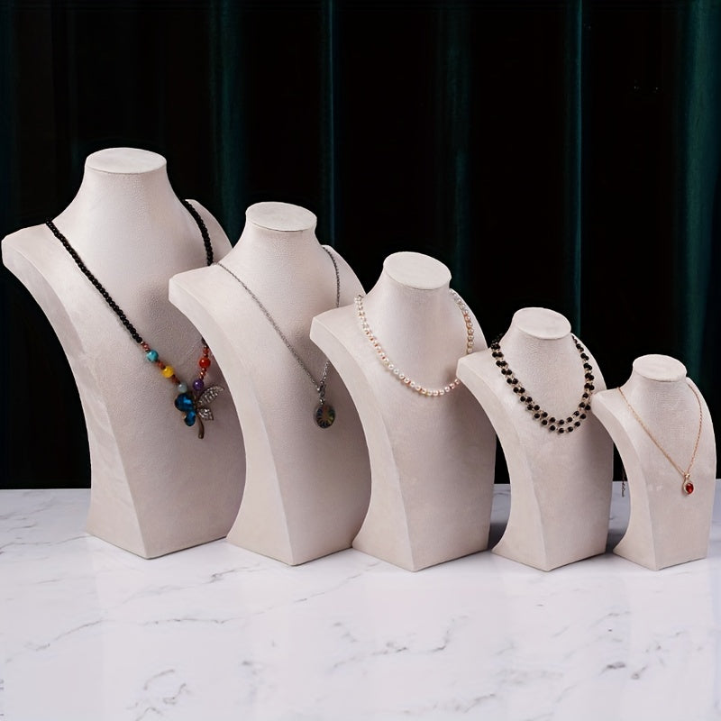 Zargarlik buyumlarini namoyish qilish uchun taqinchoqlar va zanjirlar uchun stand, guruch rangli velvettan tayyorlangan, H-shaklidagi portret modeli