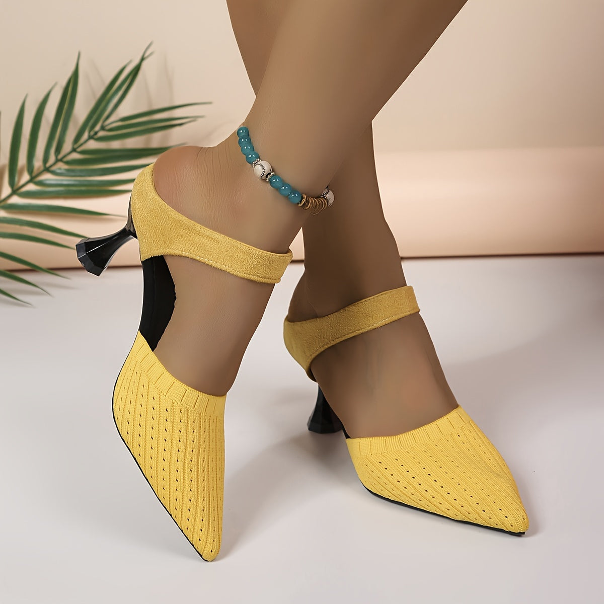 Women's Pointed Toe High Heel Sandals Black Fabric Formal Dress Shoes