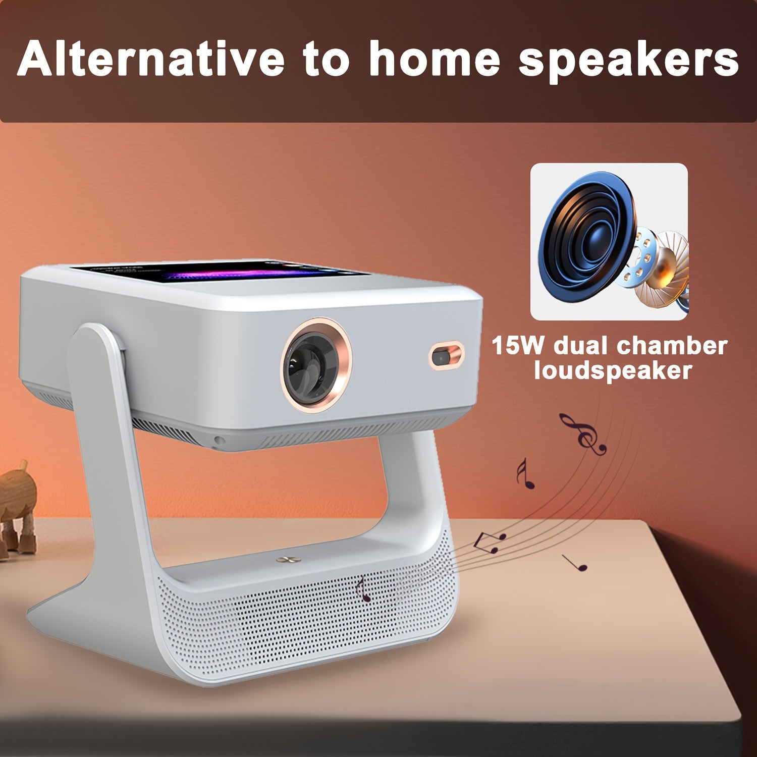 Portable 1080P 4K Projector with Touch Screen WiFi 6 Home Theater