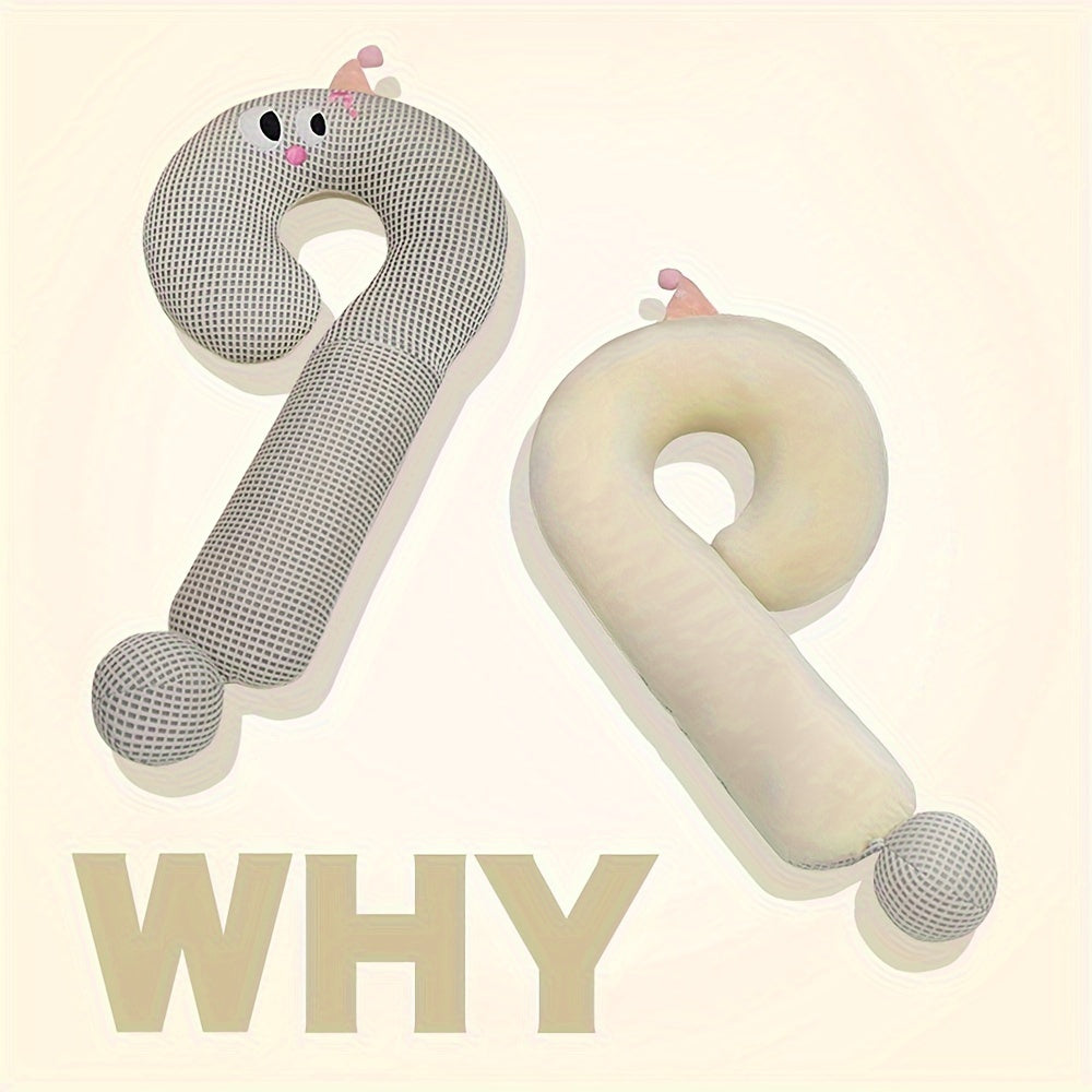 Cartoon Question Mark Sleep Pillow with Big Eyes Soft Polyester for Relaxing