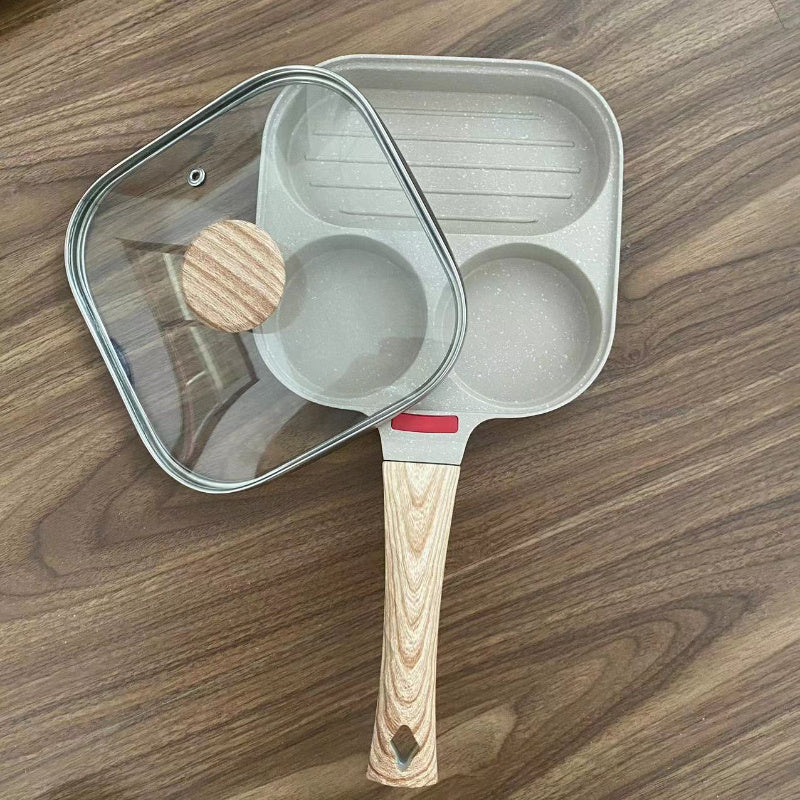 Sartén para huevos de aluminio con recubrimiento de piedra Maifan, utensilio de cocina antiadherente 3 en 1 para desayuno