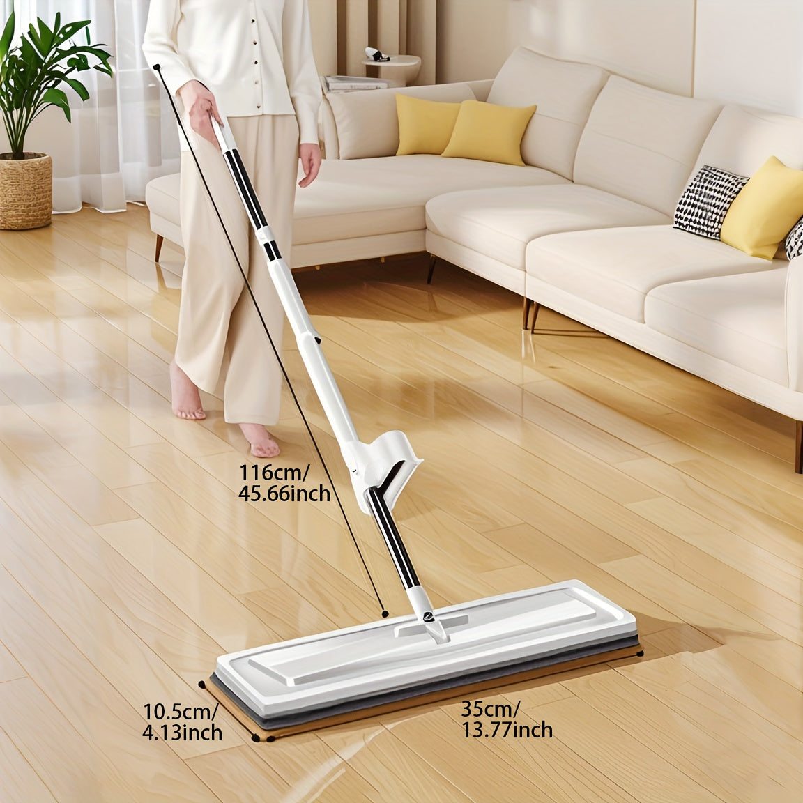 Hands-Free 360 Degree Self-Twisting Microfiber Mop with 2 Pads for Hardwood Floors