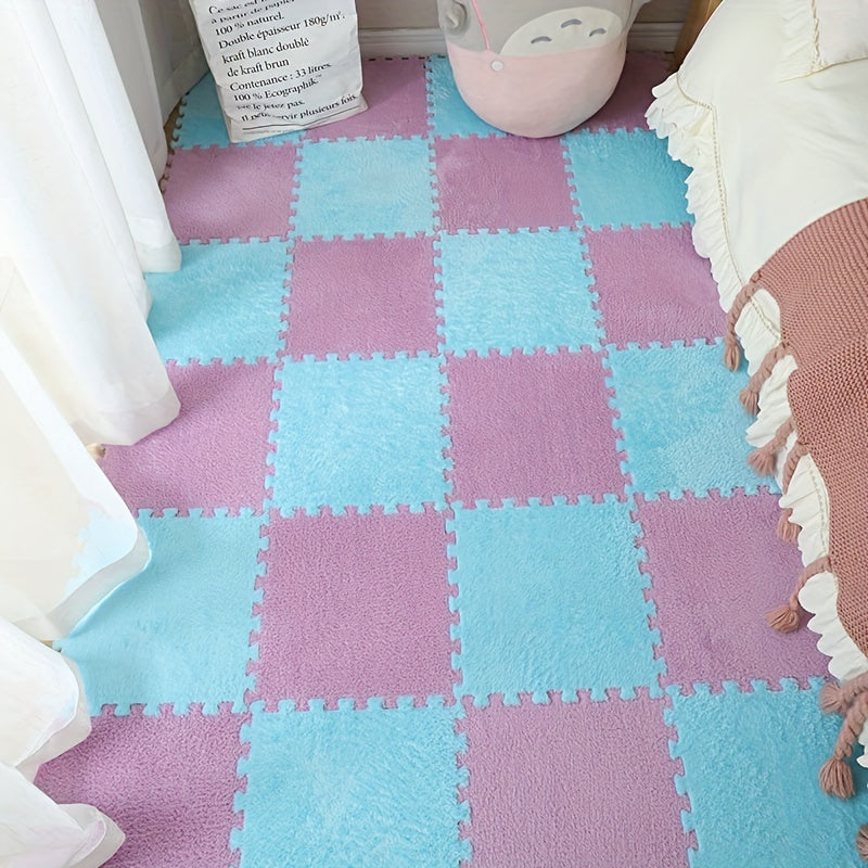 Foam Interlocking Floor Mat Set 12 Pieces, Plush, Anti-Slip, Easy Install