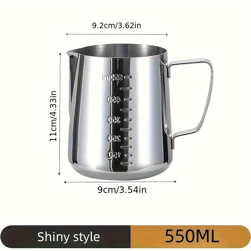 Stainless Steel Frothing Cup with Scale for Latte Art, Espresso and Milk Tea