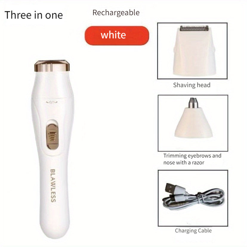 Ayollar uchun 3-in-1 Elektron Soch Olib Tashlash To'plami - USB Qayta Zaryadlanadigan, Yuz Soch Olib Tashlagich, Burun Soch Olib Tashlagich, To'liq Tanali Epilator, Ajoyib Hediya