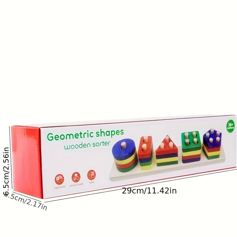 Bloques de construcción de madera para niños pequeños a partir de 18 meses Juego de apilamiento de bloques geométricos en colores mezclados