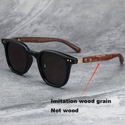 Square Frame Retro Eyewear with Wood Grain Detail Anti-Reflective Plastic Lenses