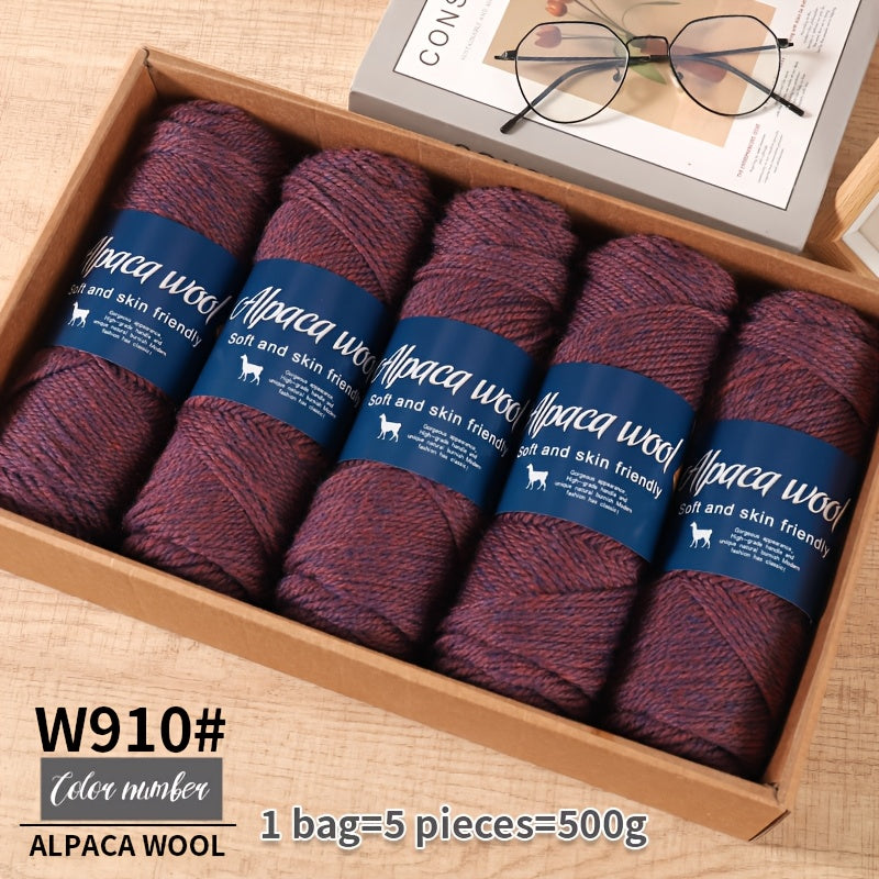 Multicolor Alpaca Wool Yarn Bundle 95 Percent Alpaca 5 Percent Polyester 100g Balls for Knitting Crocheting Winter Crafts