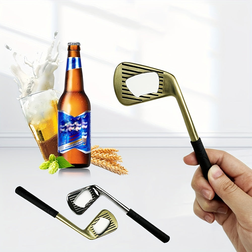 Golf Club-Shaped Zinc Alloy Bottle Opener with Gold Finish