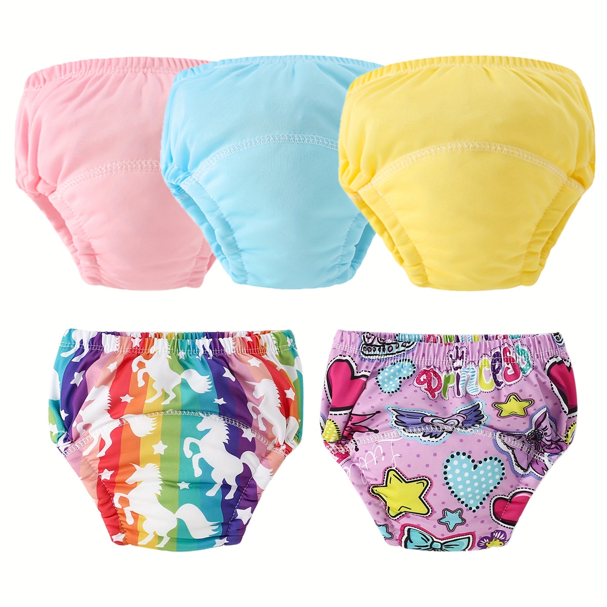 Многоразовые детские тренировочные штаны 5 штук, washable шорты для туалетного обучения для малышей из полиэфирной трикотажной ткани, непромокаемые подгузники для младенцев и малышей