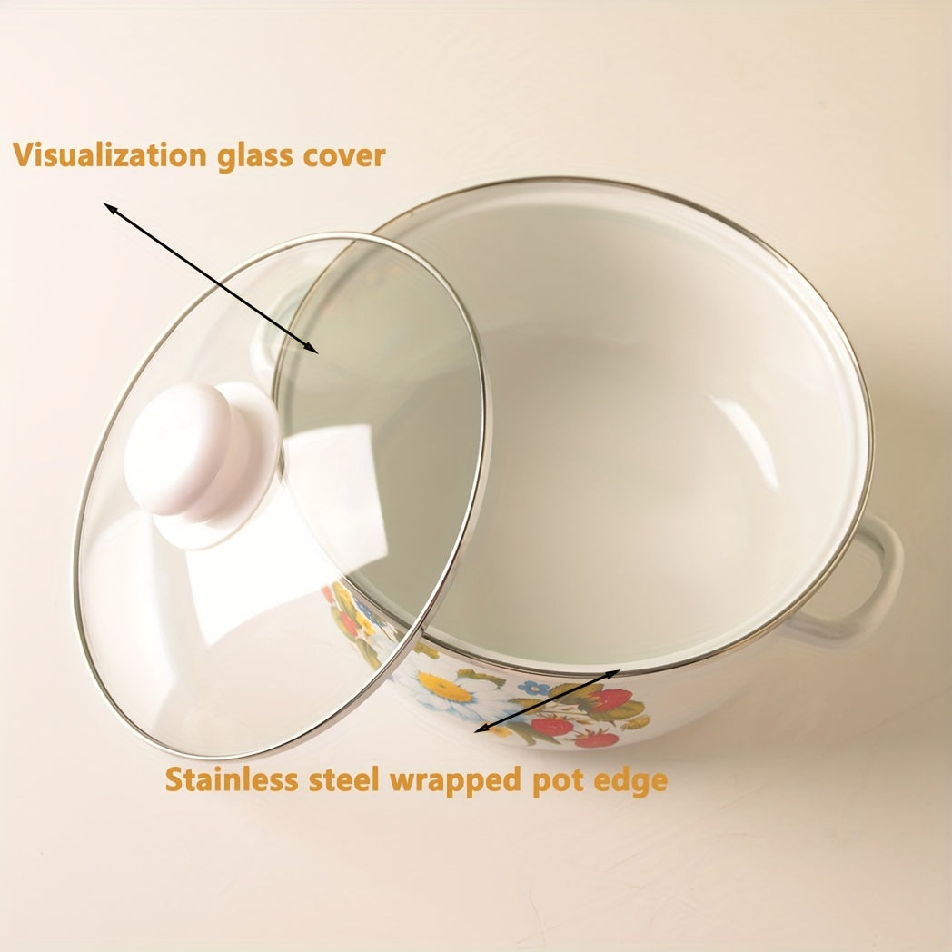 Three-Piece Enamel Cookware Set Pot Boiling Pot Soup Pot for Home Kitchen Restaurant Outdoor Cooking