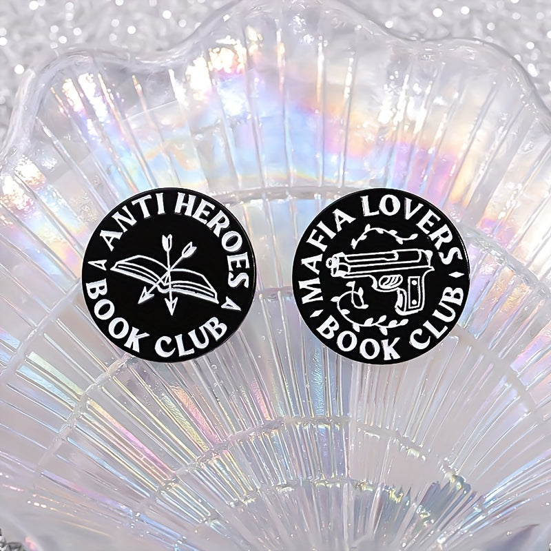 Черно-белая круглая медальонная эмалированная нашивка из сплава для рюкзаков и одежды 1/4 шт.