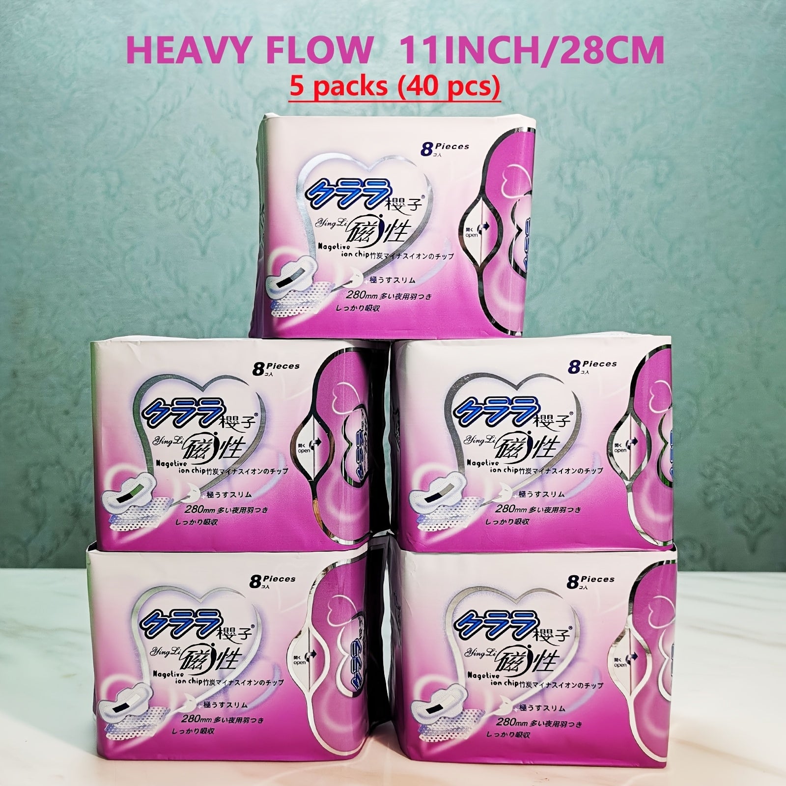 5 Packs of Unscented Ultra-Thin Winged Sanitary Pads for Women