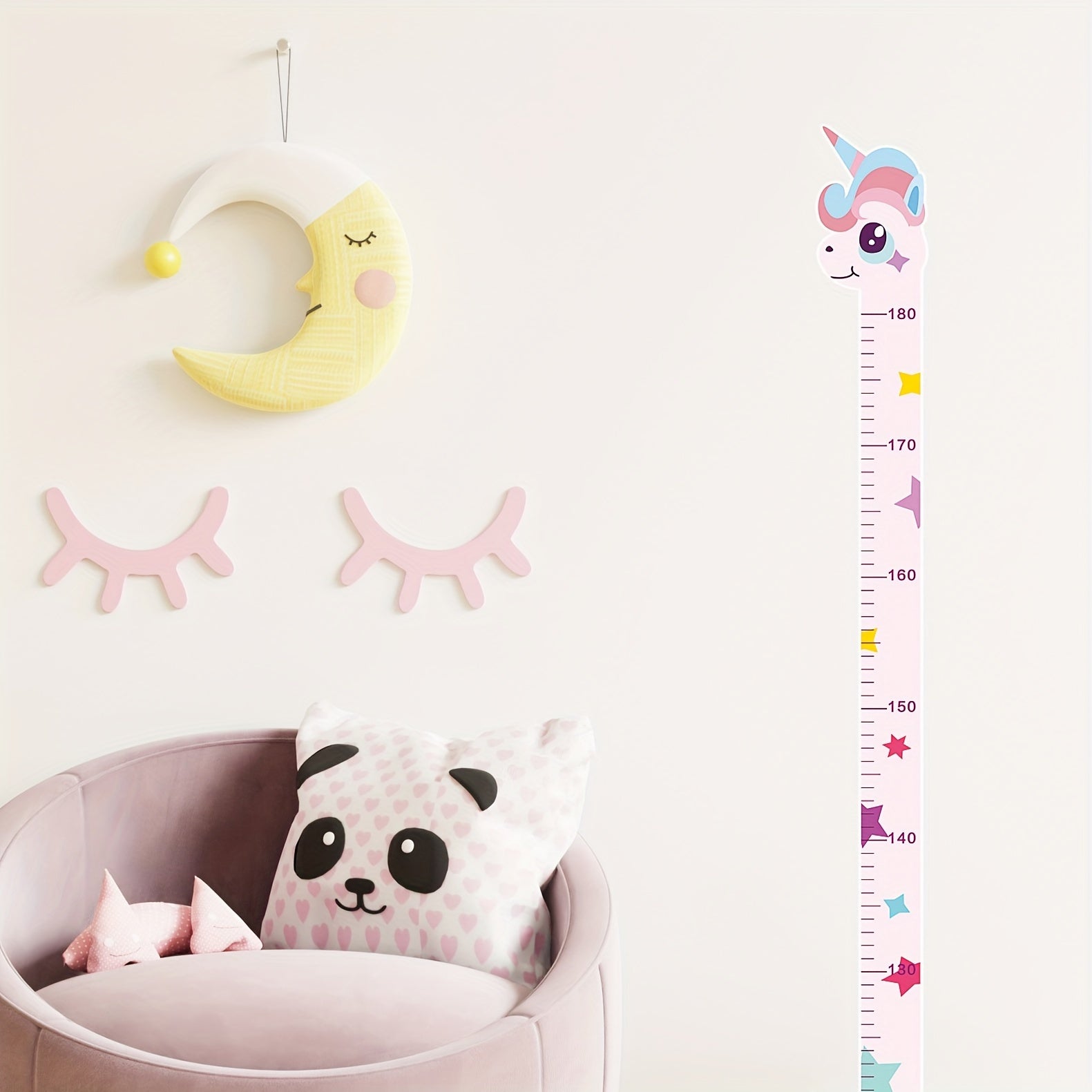Cartoon Animal Height Chart Wall Decal for Kids Room Self-Adhesive Sticker