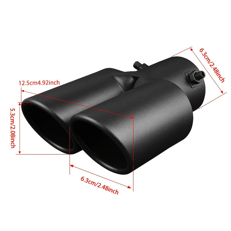 accesorios de tubo de escape de acero inoxidable para automóvil con boquilla de escape inclinada de doble salida negra