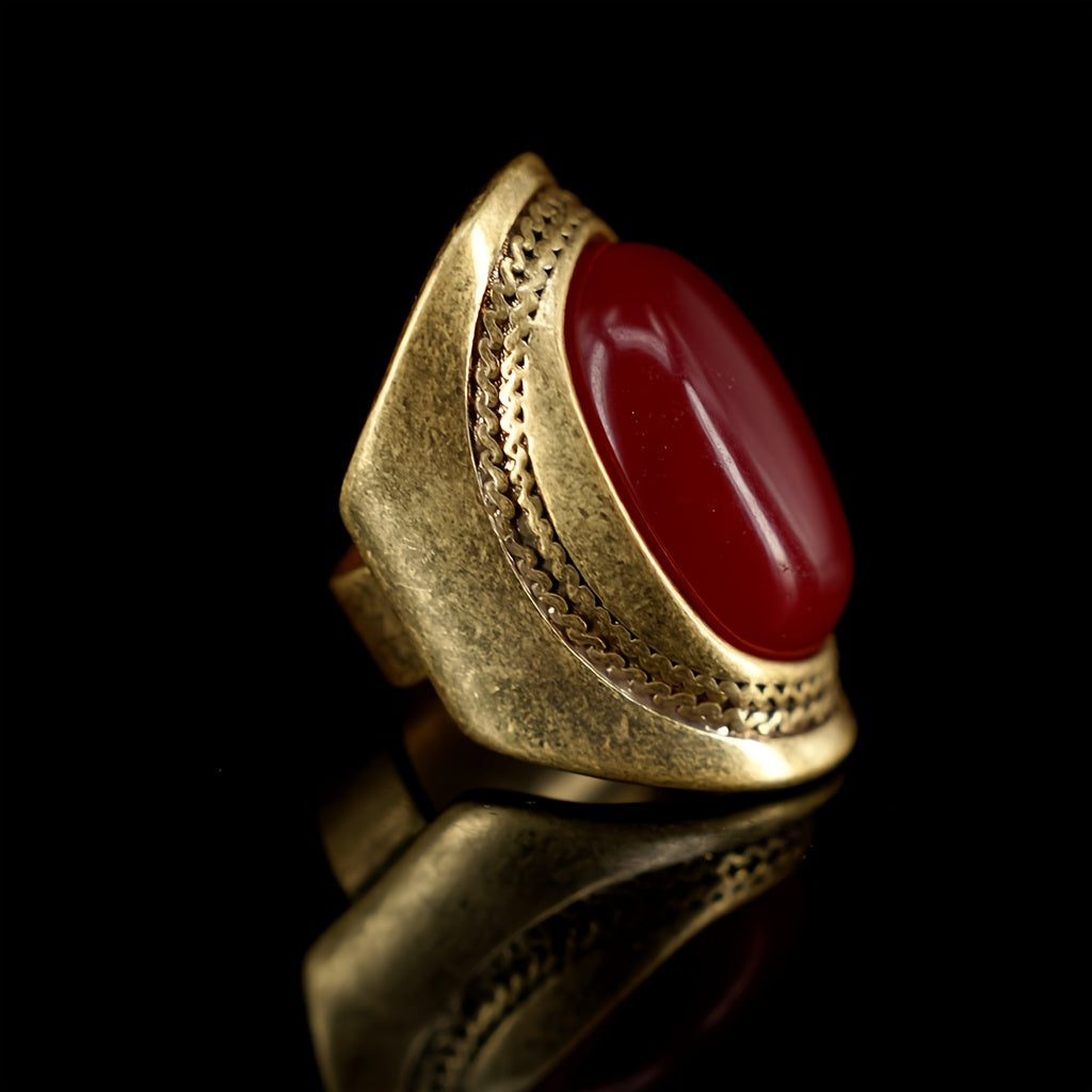 Adjustable Open Ring with Agate Face Copper Alloy Wedding Party Gift