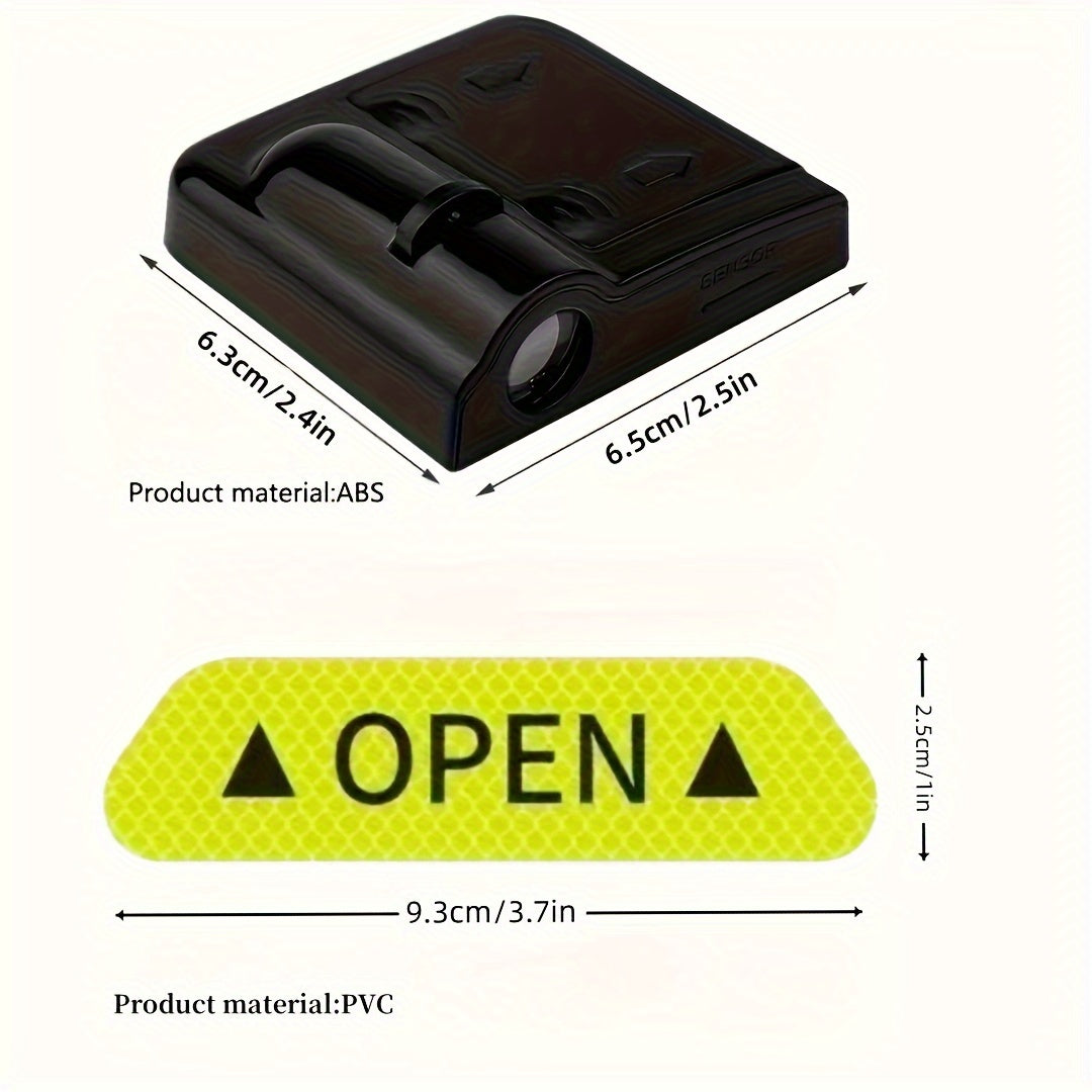4 Pieces Car Door Welcome Light Projectors with Logo and Reflective Stickers
