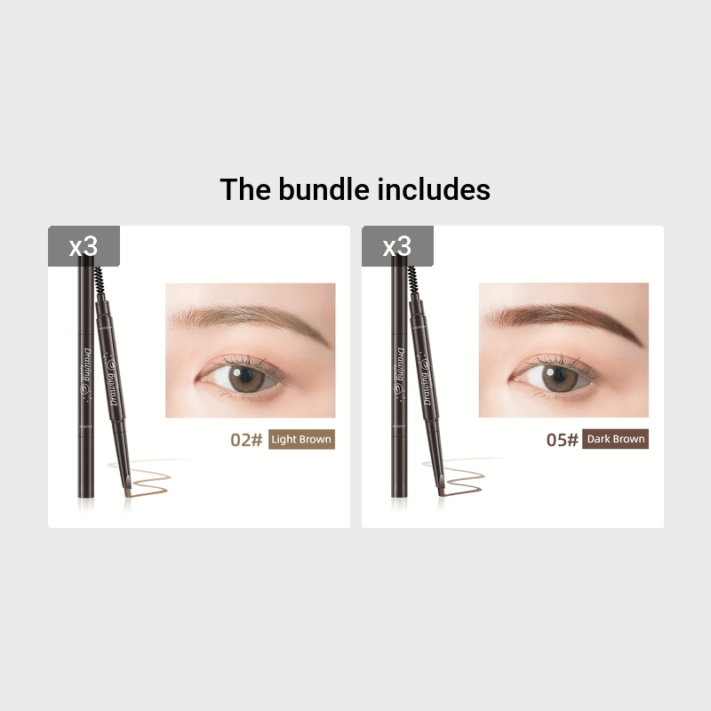 Women Waterproof Natural Makeup Double Head Eyebrow Pencil Multi-Color Long-Lasting