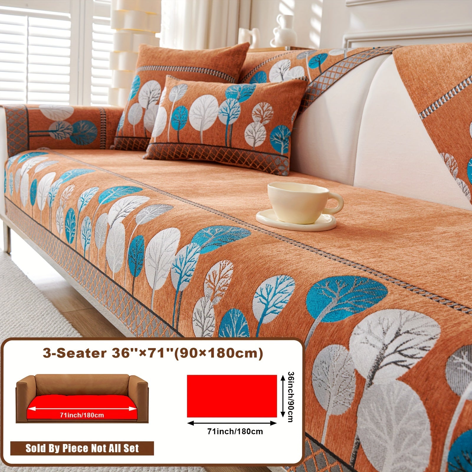 Boho Chic Jacquard Chenille Sofasi Qoplamasi Oygʻon Daraxt Mavzusi Boshqalar uchun Yoqimli Qattiq Yuvilishi Oʻz-oʻzidan yopishmaydigan Bardoshli Qalinlashtirilgan 4 oʻrindiqli kresloni mos keladi