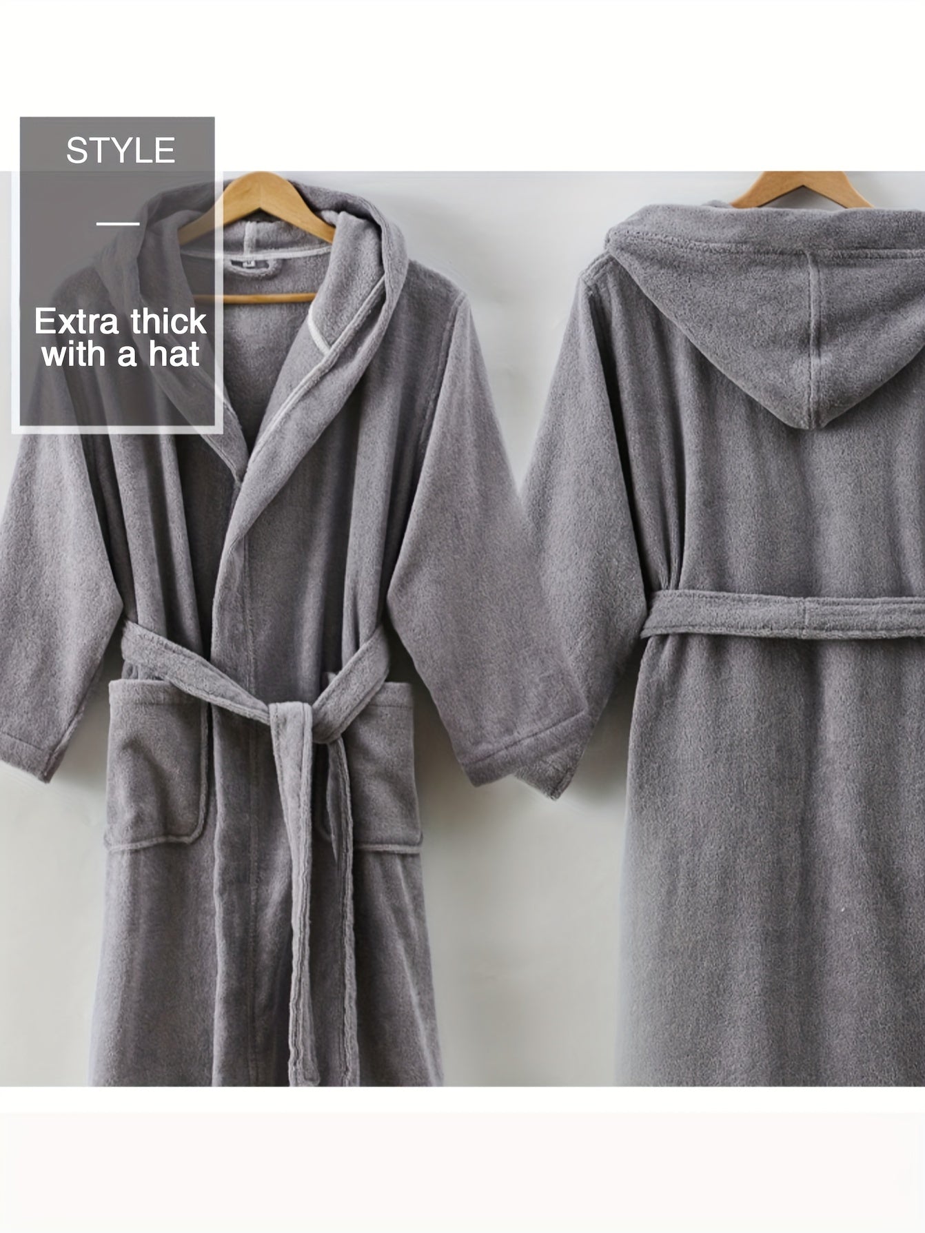 Халат с длинным рукавом и капюшоном для мужчин и женщин, из вязаной ткани, однотонный, повседневная домашняя одежда
