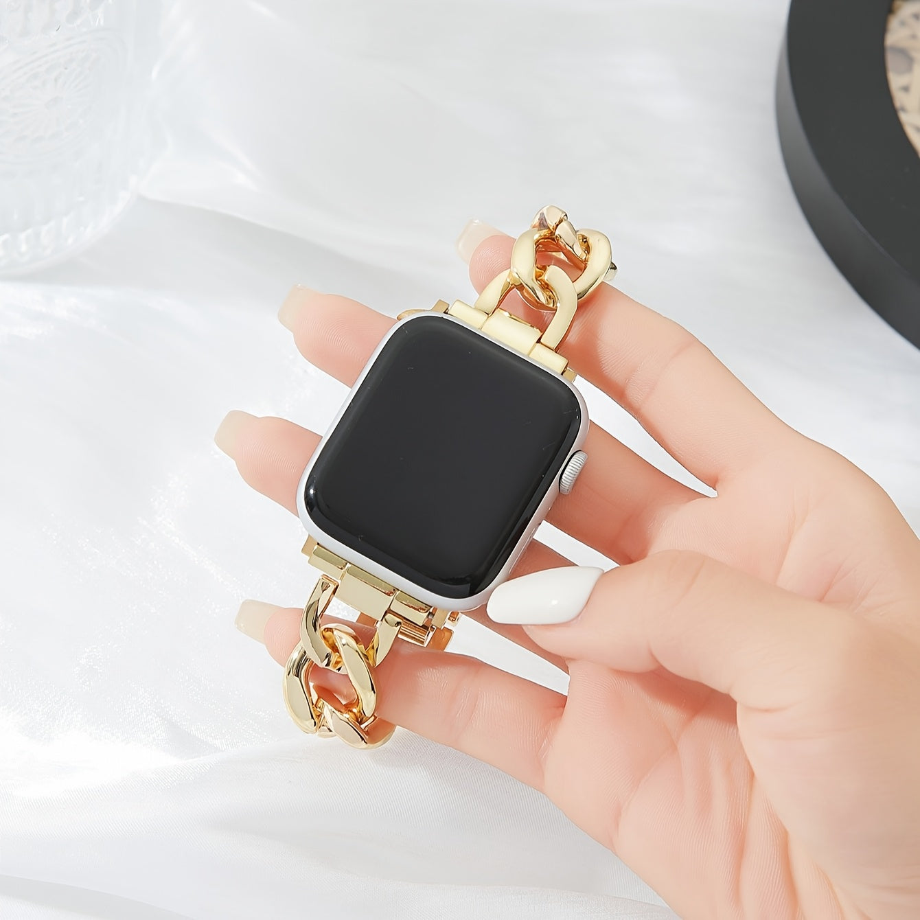 Stainless Steel Denim Chain Watch Strap for Apple Watch Series 1-10 38mm-45mm Replacement Sports Band