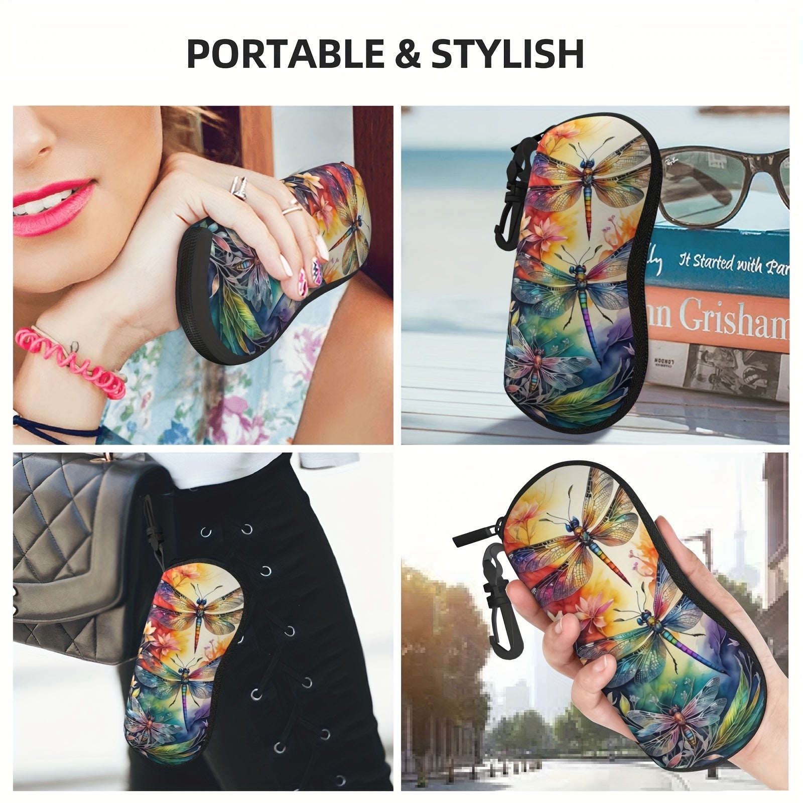 Erkaklar va ayollar uchun neoprendan tayyorlangan ko‘zoynak qutisi, zip va klip bilan, bardoshli himoya sumkasi