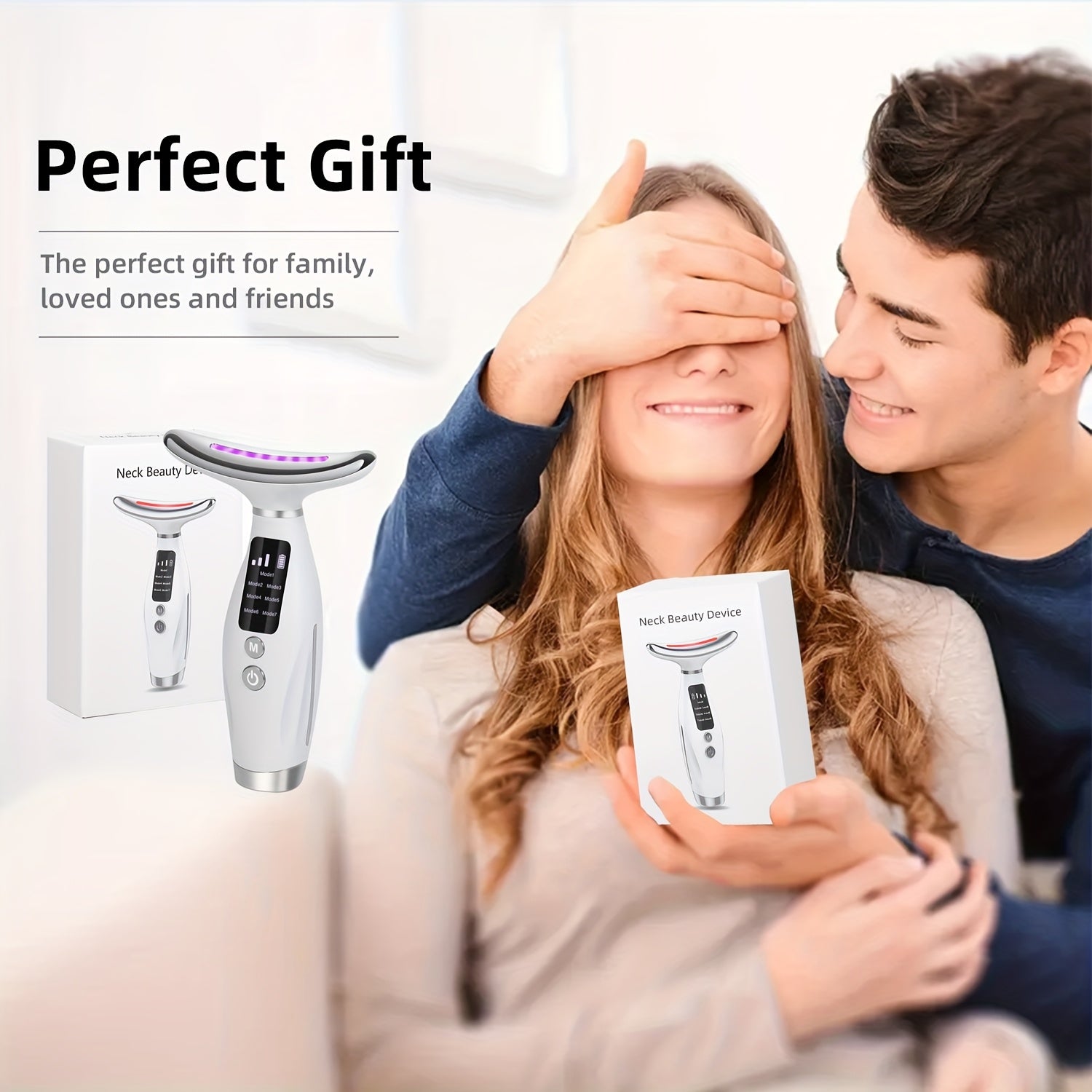 7 rangli LED isitiladigan yuz va bo'yin massaj qiluvchi, qayta zaryadlanadigan, 400mAh batareya. Ayollarning teri parvarishi uchun ideal, Onalar kuni sovg'asi, yuz va bo'yin massaji.