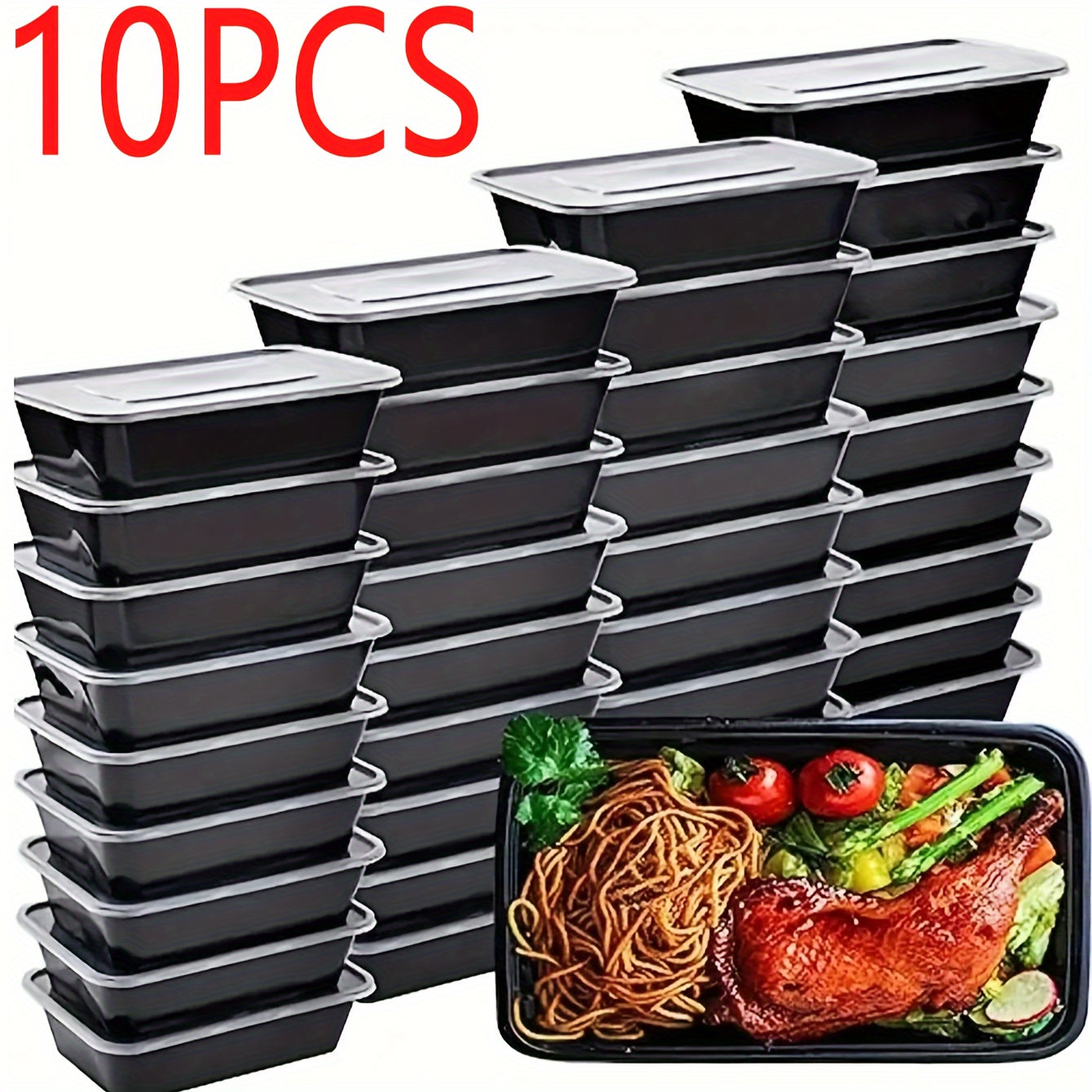Set of 5 BPA-Free Plastic Lunch Boxes with Secure Lids for Food Storage