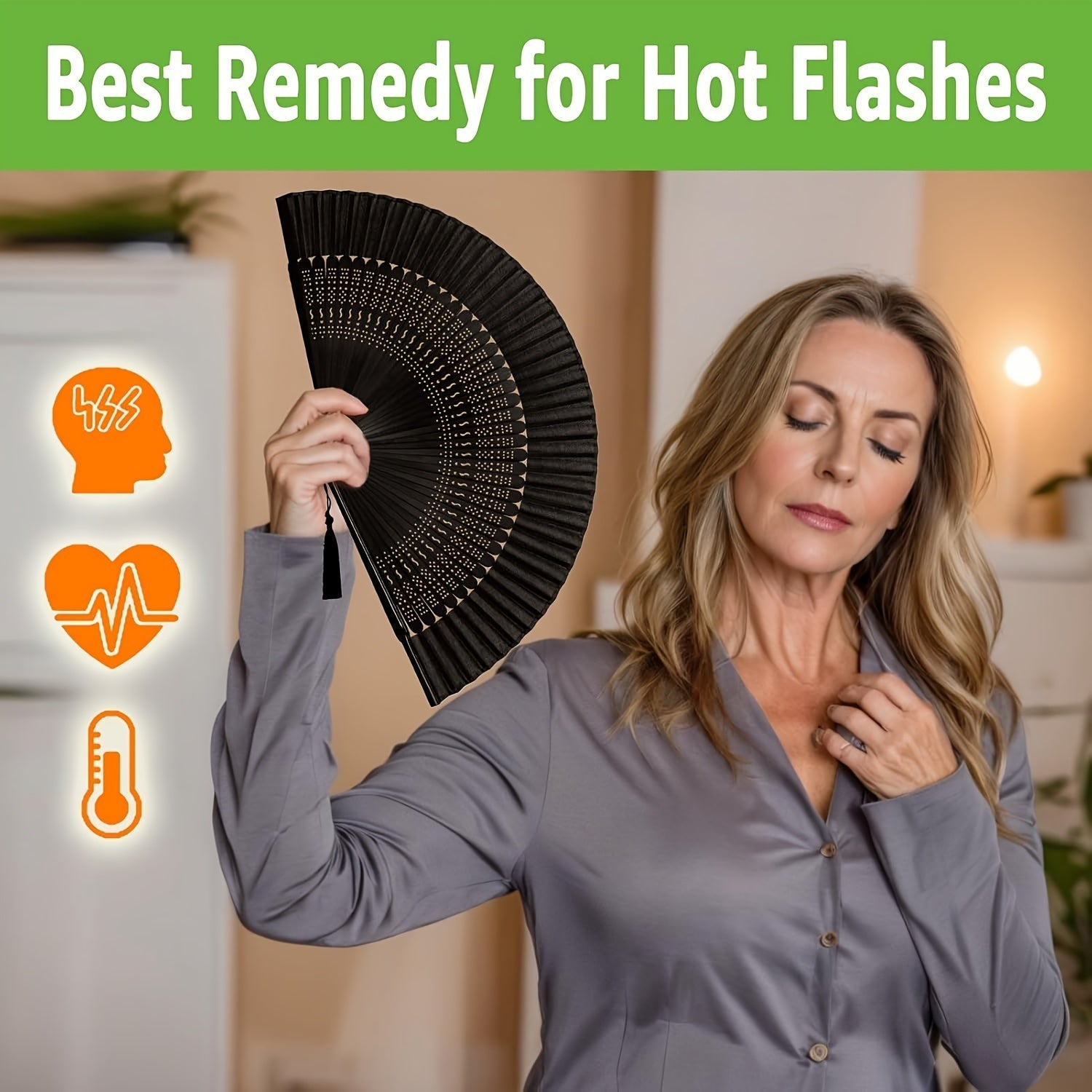 Black Bamboo Silk Hand Fan for Dancing and Events