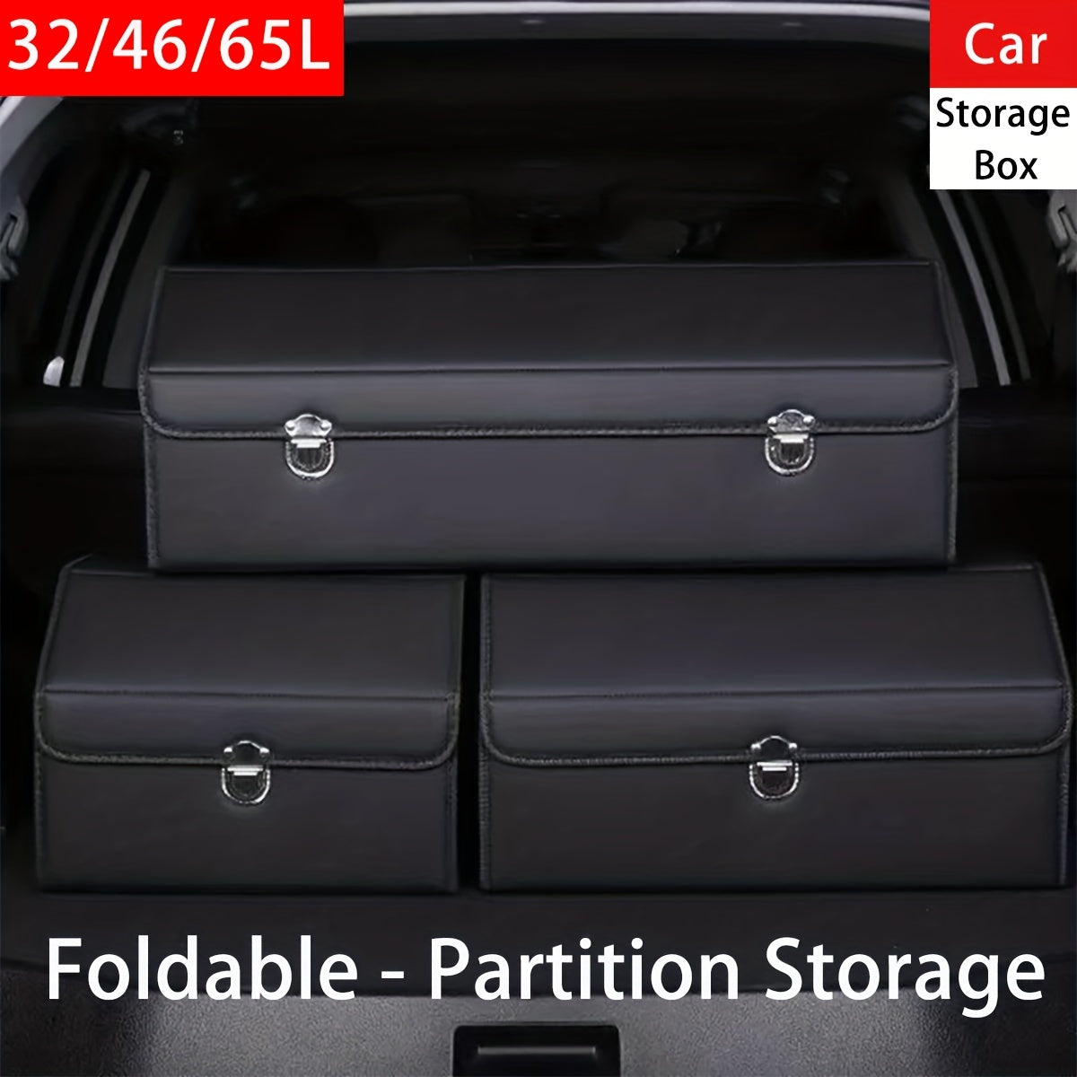 Car Trunk Storage Box Foldable PU Leather Car Organizer Interior Supplies