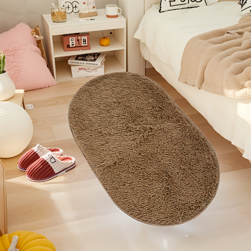 Овальный пушистый ковер с длинным ворсом, нескользящий, моющийся в машине, из полиэстера, толщиной 40 мм, для гостиной, спальни, ванной