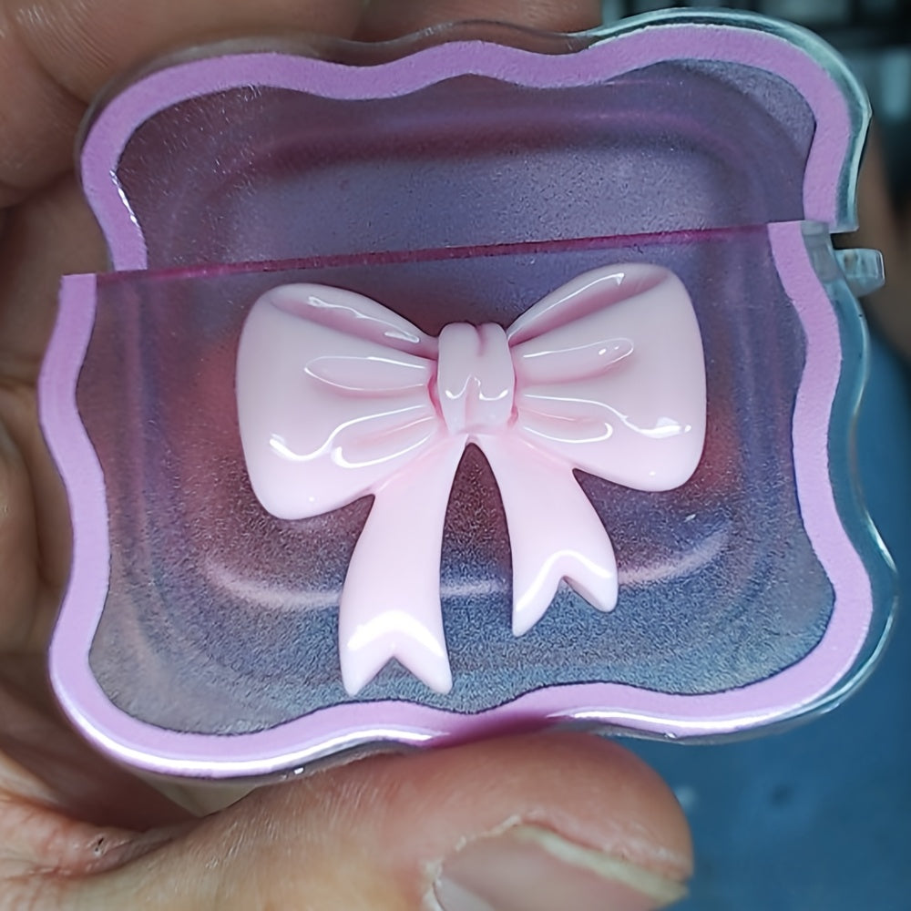 Funda de TPU 3D con lazo rosa para AirPods con protección a prueba de golpes y antiarañazos
