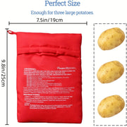 Три многоразовых мешка для микроволновой печи для быстрого приготовления и разогрева картофеля. Изготовлены из пластика, не контактирующего с продуктами, для идеального запеченного картофеля.