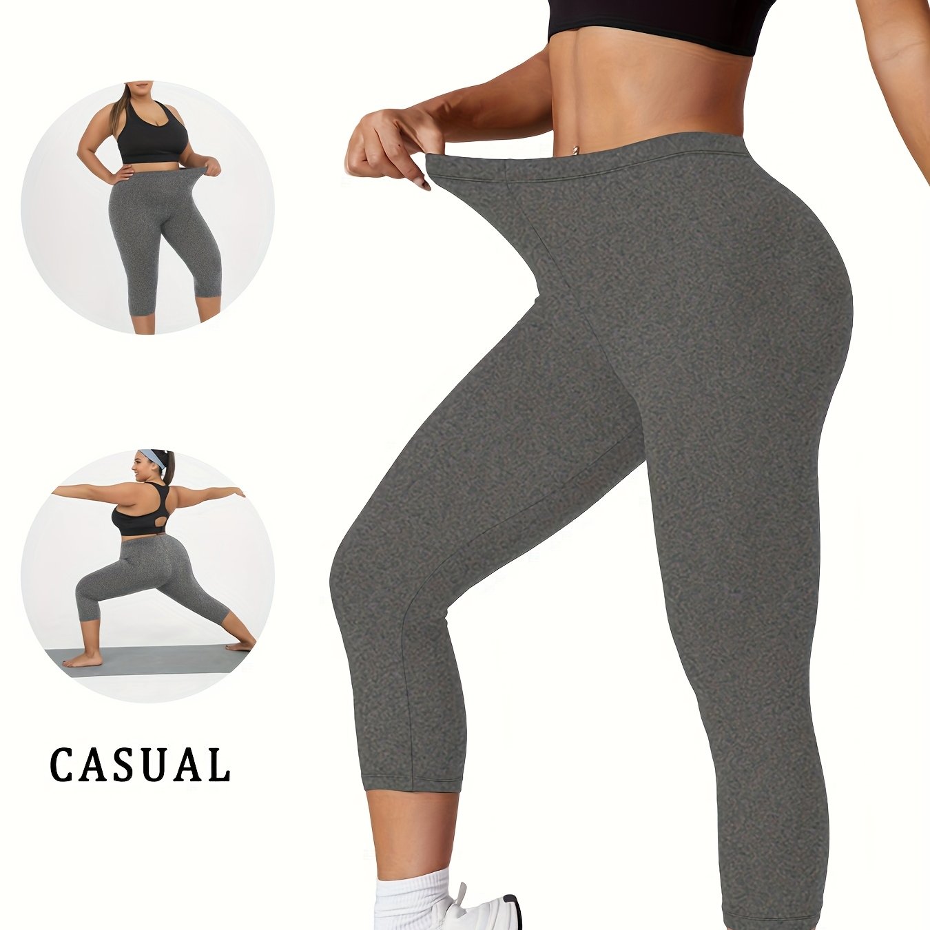 Plus Size Women's Soft Capri Pants for Workout and Yoga Athletic Leggings