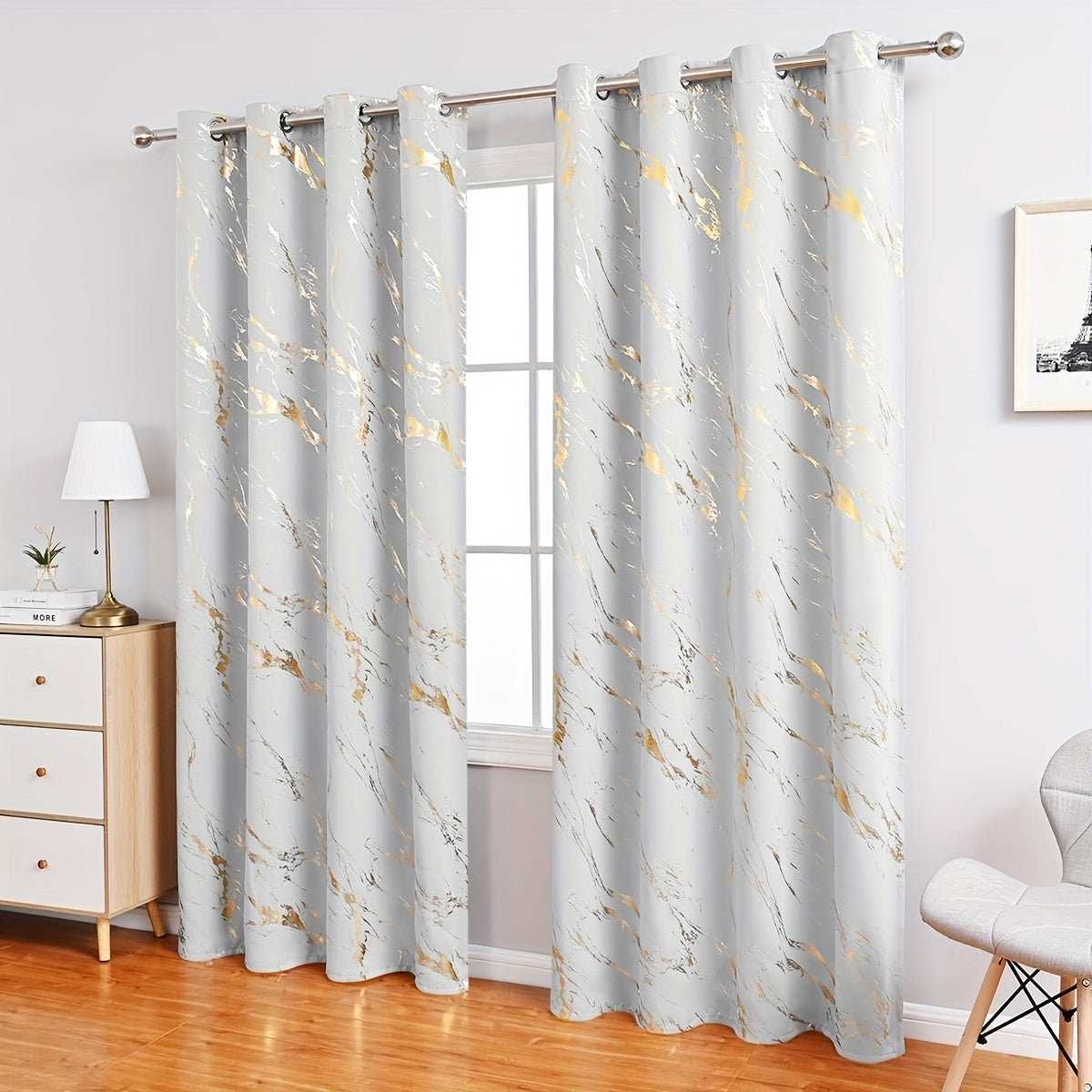 Gray Marble Pattern Curtains for Bedroom Living Room Office Kitchen Modern European Style