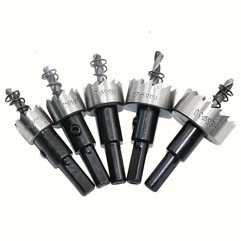5-Piece Metal and Wood Hole Saw Kit High-Speed Steel Durable Versatile