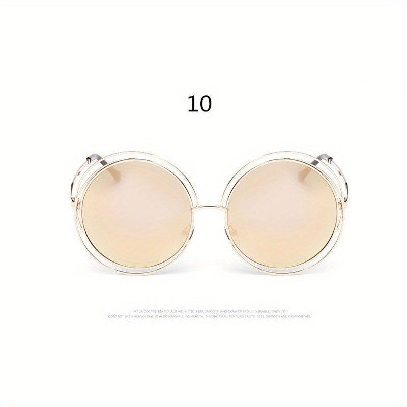 Унисекс металлические очки в oversized круглой полой форме для летних пляжных вечеринок