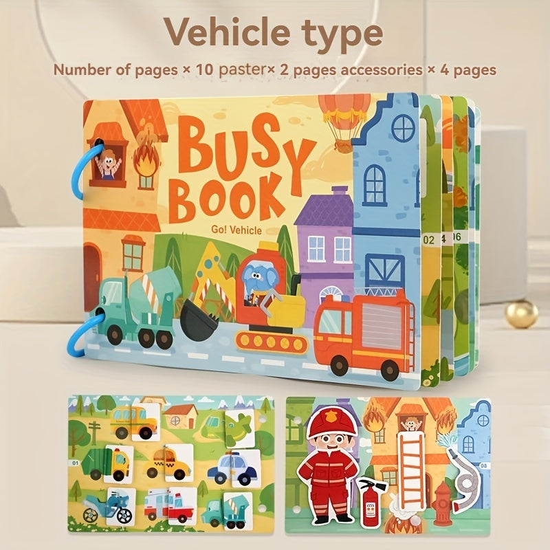 Interactive Kids' Educational Activity Book for Ages 3 Plus Gel Vehicle Theme Vibrant Illustrations