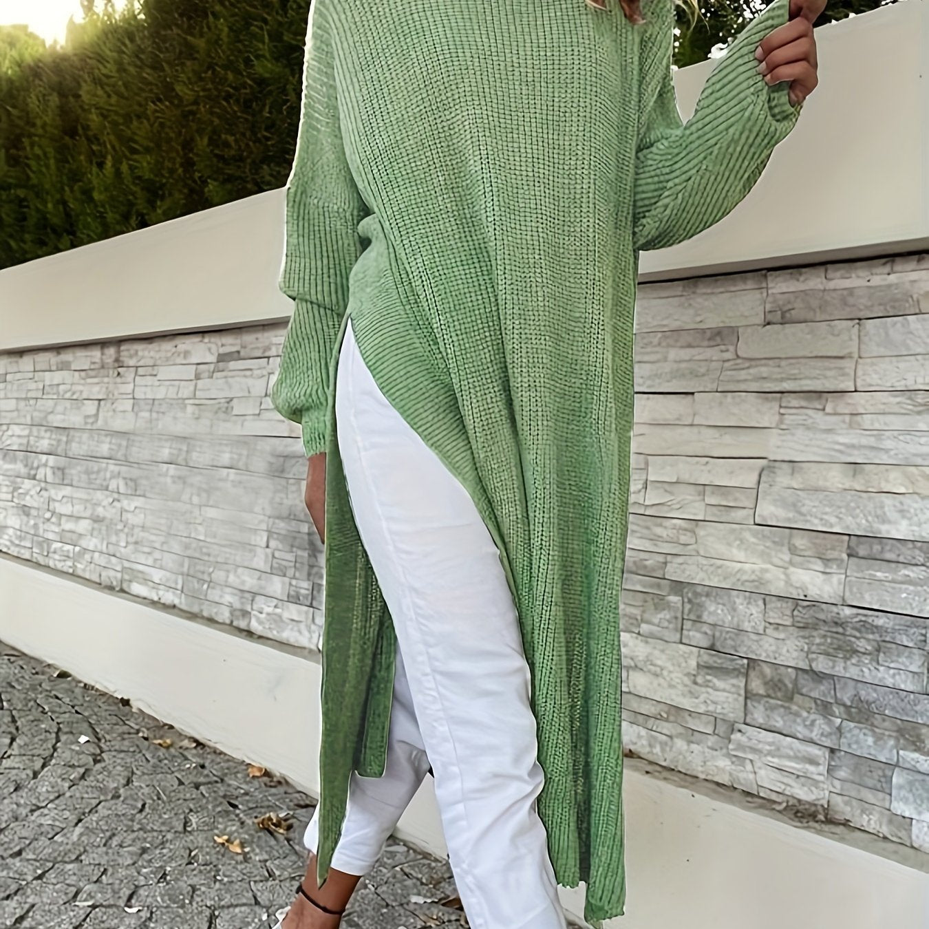 Plus Size Solid Hooded Knitted Top for Women Long Sleeve Fall Spring