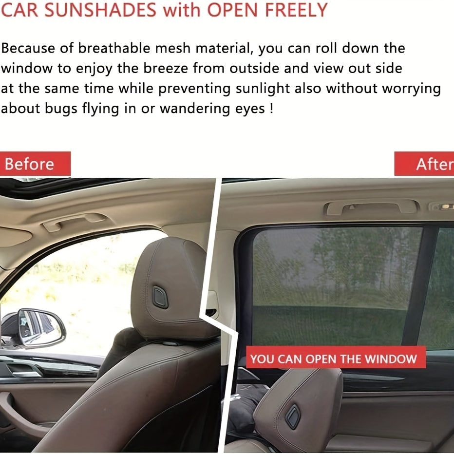 Car Anti-Mosquito Sunshade Curtains, High Elasticity, Cool Protection, 2 Pack