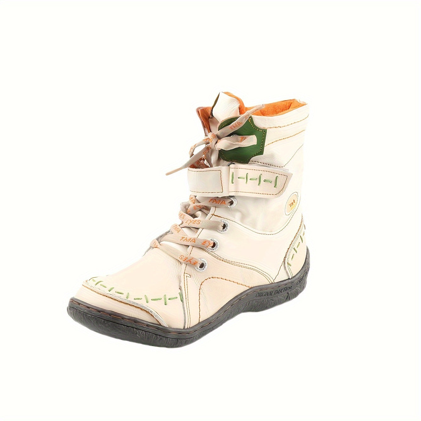 Women's Fleece-Lined Winter Ankle Boots with Lace-Up Flat Heel