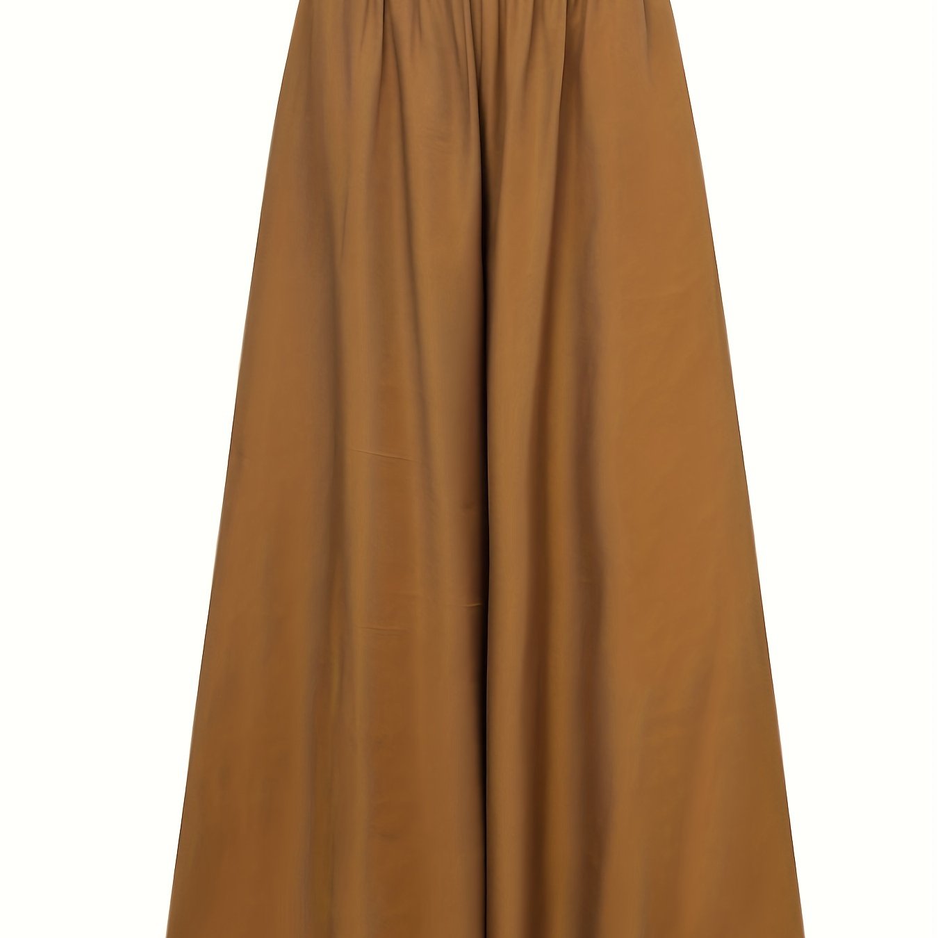 Plus Size Wide Leg Pants for Spring and Summer Solid Ruched Elastic Waist