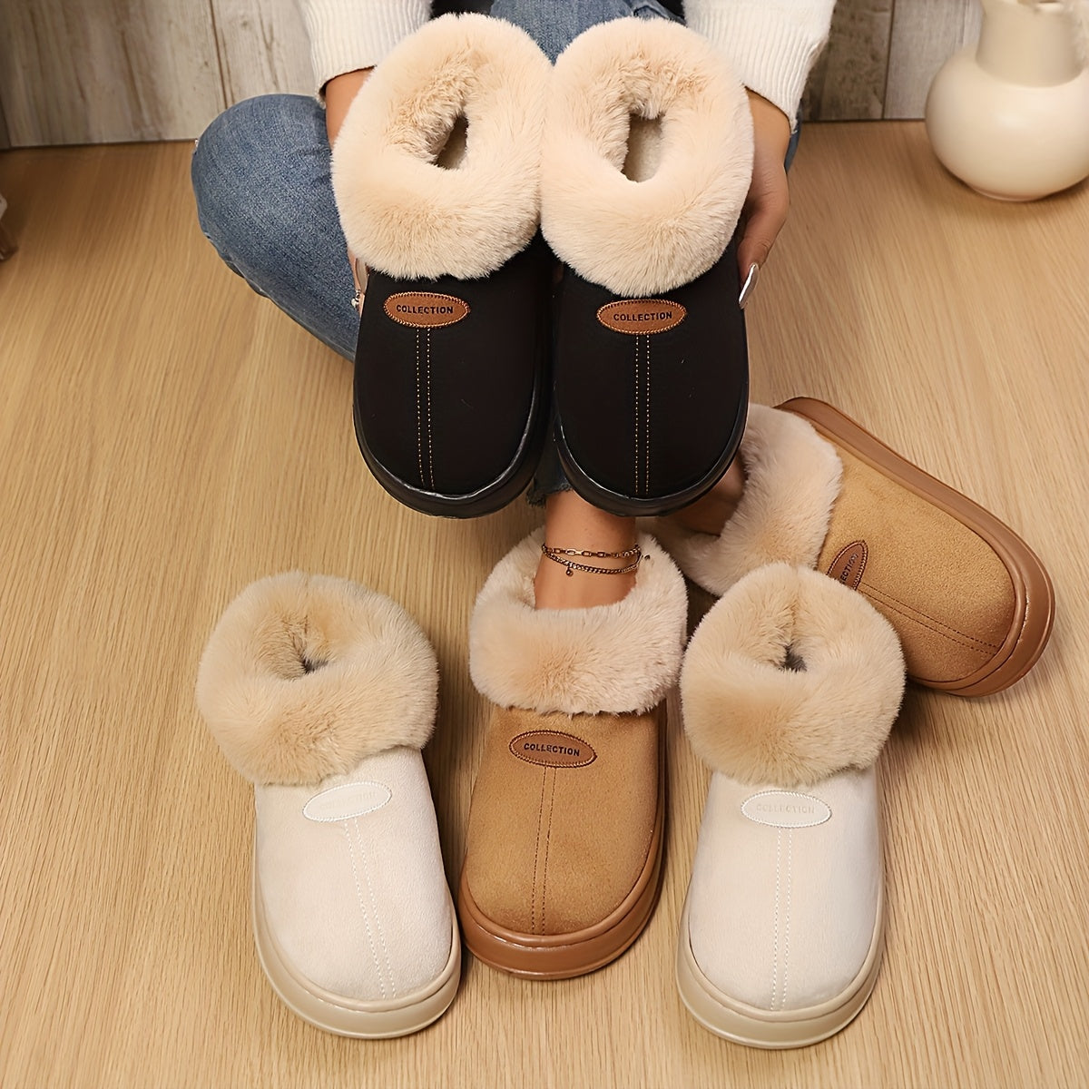 Women's Winter Snow Boots Faux Fur Lined Non-Slip EVA Sole Indoor Outdoor