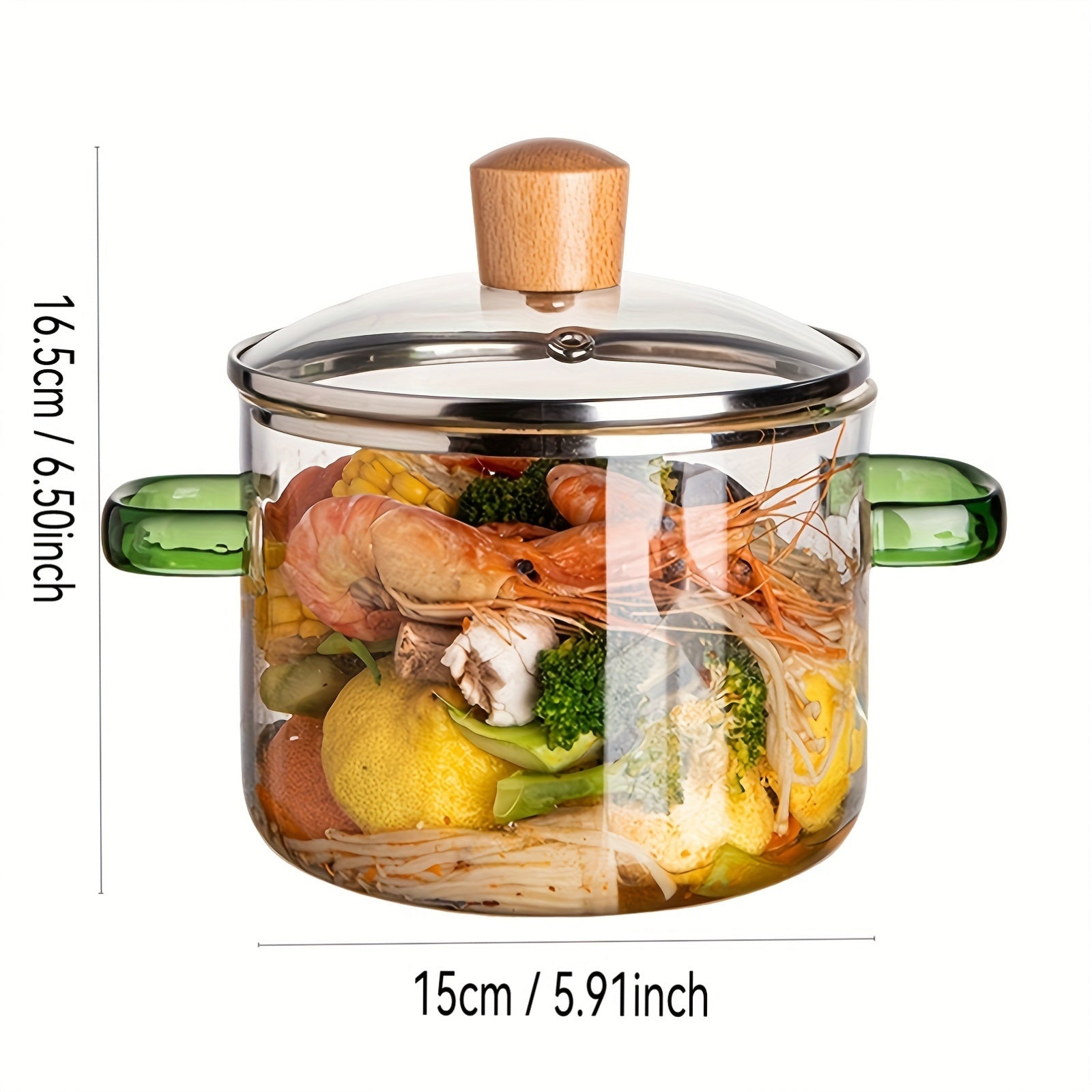 Qo'l bilan yasalgan shisha qozon to'plami qopqoq bilan - issiqqa chidamli plita qozoni va qozon, makaron, noodle, sho'rva, sut va bolalar ovqatini tayyorlash uchun ideal, plita uchun xavfsiz