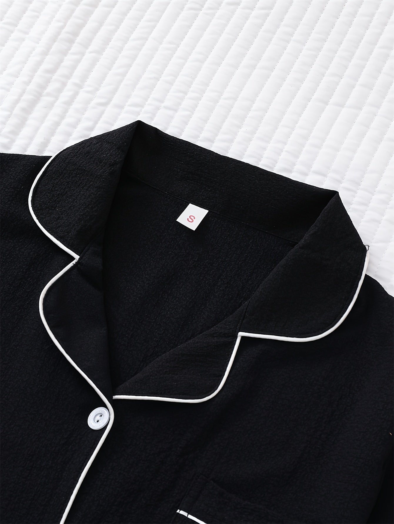 Women's Summer Pajama Set Short Sleeve Top and Bow Shorts 97% Polyester