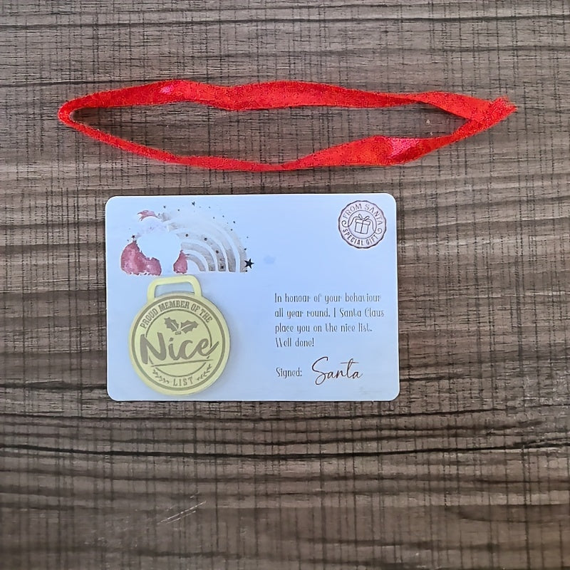 Acrylic Christmas Decoration Medal with Greeting Card No Electricity Needed