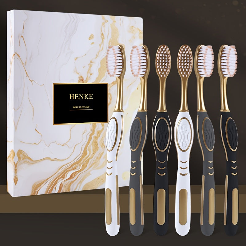 Soft Bristle Toothbrush Pack of 6 for Men with Full-Size Head Unscented Deep Cleaning Gum Care