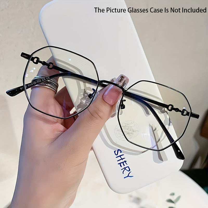 Gafas de bloqueo de luz azul para mujer con montura polygonal dorada para uso en ordenador y al aire libre